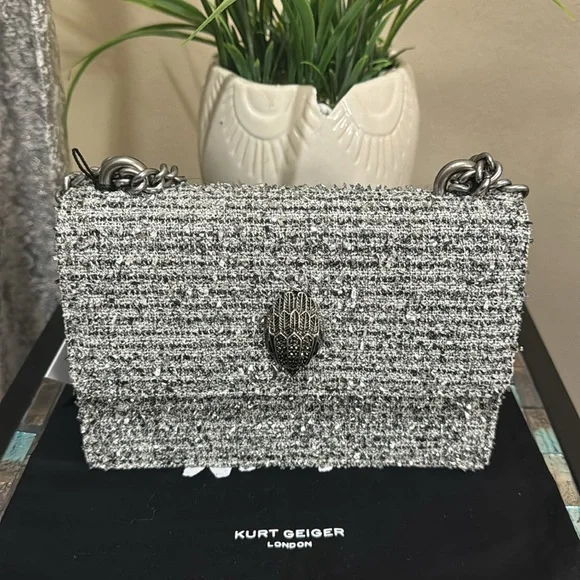 Kurt Geiger Small Shoreditch Metallic Tweed Crossbody Bag - Picture 9 of 13